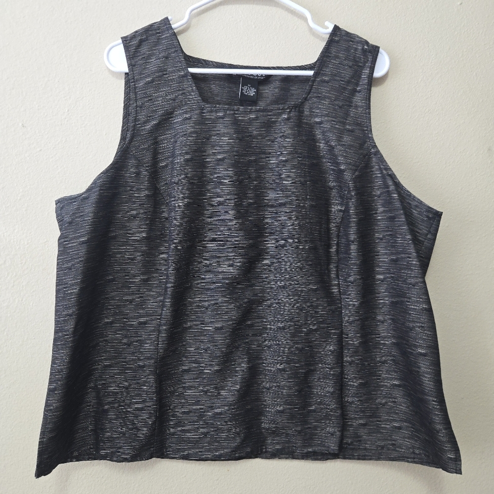 Womens Elevated Basic Minimalist 100% Silk‎ Sleeveless Top Sz 1X Square Neckline